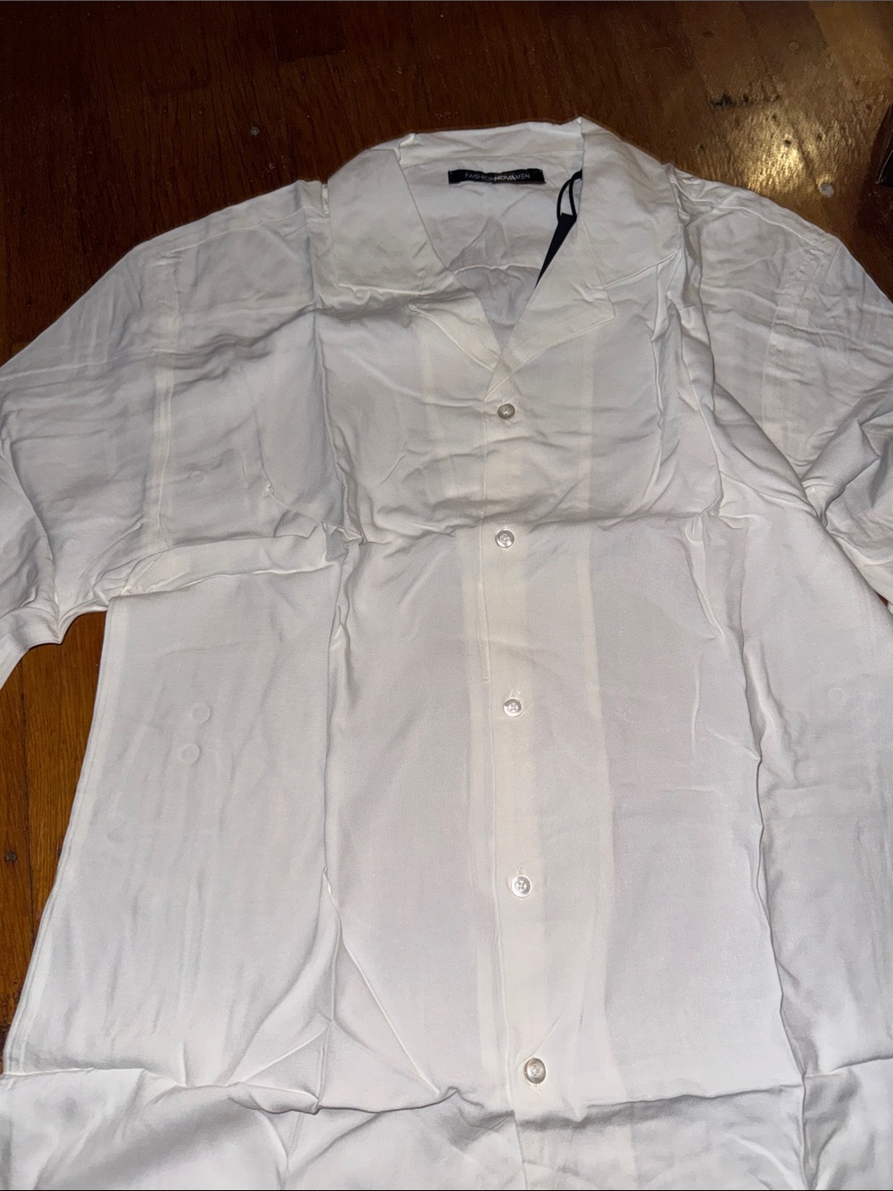 Fashion Nova White Short-Sleeve Casual Button-Down Shirt